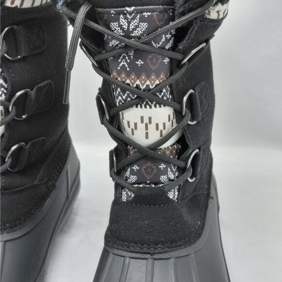 Mishansha Womens Snow Boots Size 9.5 Black Waterproof Winter Lace Up Fur Lined - Picture 10 of 15